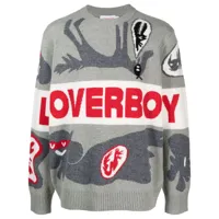 charles jeffrey loverboy pull en maille intarsia à col rond - gris