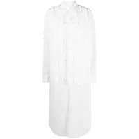 christopher john rogers robe-chemise volantée à coupe longue - blanc