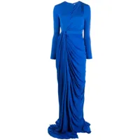 alexander mcqueen robe longue à design plissé - bleu