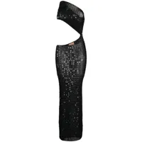 aya muse robe longue ornée de sequins à coupe asymétrique - noir
