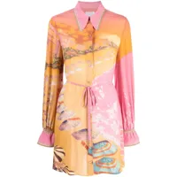 camilla robe-chemise en soie à imprimé capri me - multicolore