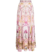 camilla jupe longue en soie à fleurs - rose