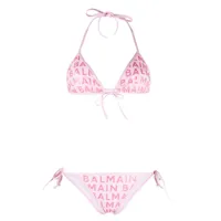 balmain bikini à logo imprimé - rose