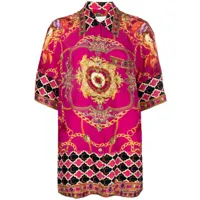 camilla chemise en soie à imprimé graphique - rose