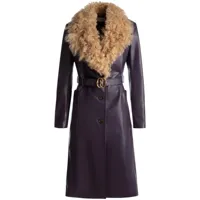 bally manteau ceinturé à col en peau lainée - violet