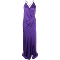 pinko robe longue froncée à design sans manches - violet
