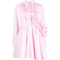 msgm robe-chemise en popeline à détail de volants - rose