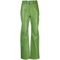 remain pantalon en cuir à taille haute - vert