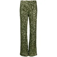 p.a.r.o.s.h. pantalon droit à sequins - vert