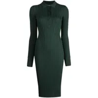 galvan london robe mi-longue rhea à design nervuré - vert