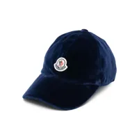moncler casquette en coton à logo appliqué - bleu