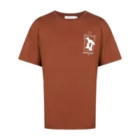 maison kitsuné t-shirt en coton à logo imprimé - marron