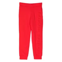 balmain kids pantalon de jogging à logo en relief - rouge