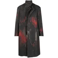 yohji yamamoto manteau asymétrique à motif abstrait - gris