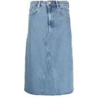 ganni jupe en jean à taille haute - bleu