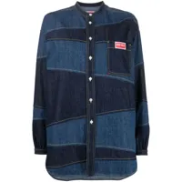 kenzo chemise en jean à design patchwork - bleu