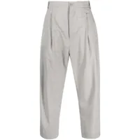 hed mayner pantalon crop à design plissé - gris