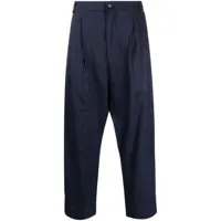 hed mayner pantalon crop à design plissé - bleu