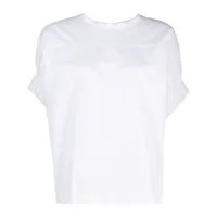nude t-shirt à manches froncées - blanc