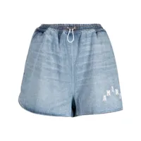 amiri short en jean à logo imprimé - bleu