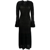 twinset robe mi-longue en maille ajourée à manches longues - noir