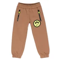 barrow kids pantalon de jogging en coton à logo imprimé - marron