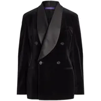 ralph lauren collection blazer en velours à boutonnière croisée - noir