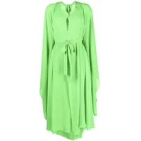 styland robe transparente mi-longue à taille nouée - vert