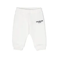 balmain kids pantalon de jogging en coton à logo imprimé - blanc