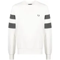 fred perry sweat en coton à broderies ringer - blanc