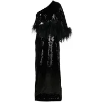 16arlington robe longue alder ornée de plumes à sequins - noir
