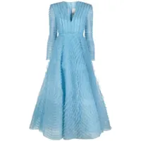 huishan zhang robe en tulle allegra à volants - bleu