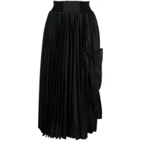 sacai jupe plissée à taille haute - noir