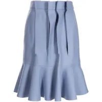 sacai jupe plissée en laine à design asymétrique - bleu