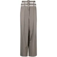 rokh pantalon ample à taille ceinturée - gris