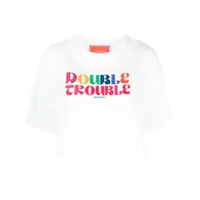 la doublej t-shirt discman en coton à slogan brodé - blanc