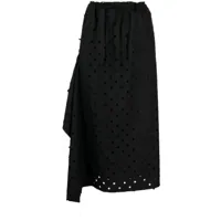 y's jupe plissée à design perforé - noir