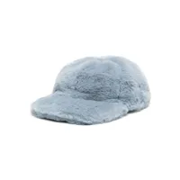 stella mccartney casquette en fourrure artificielle à patch logo - bleu