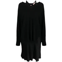 twinset robe-pull à design superposé - noir