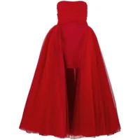 giambattista valli robe en crêpe à jupe en tulle - rouge