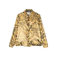 versace kids robe-chemise à imprimé barocco - or