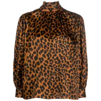saint laurent pre-owned chemise lavallière à imprimé léopard (années 1970) - orange