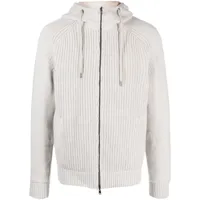 herno veste zippée en laine à capuche - gris