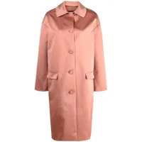 rochas manteau en satin à simple boutonnage - rose