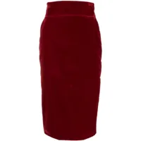 alexandre vauthier jupe crayon en coton à taille haute - rouge