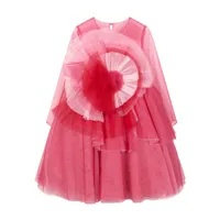 marchesa kids couture robe longue à appliques fleurs - rose