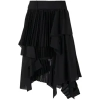 sacai jupe plissée à design asymétrique - noir