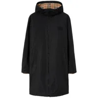burberry manteau à capuche contrastante - noir