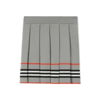 burberry kids minijupe icon stripe à design plissé - gris