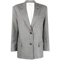 there was one blazer en laine à fines rayures - gris